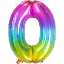 Folienballon Ballonzahl Regenbogen Zahl0