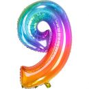 Folienballon Ballonzahl Zahl 9 Regenbogen