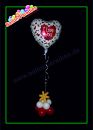 Folienballon Herz I love you mit Glitzereffekt und Ballonfuß