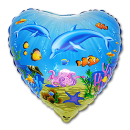 Folienballon Herz Delfine unter Wasser